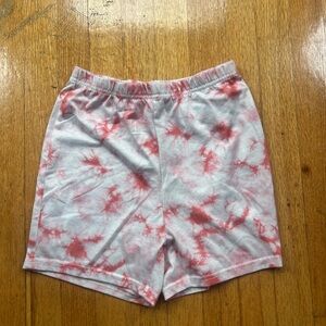 Red and White Tie-Dye Shorts
